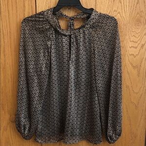 KLD Women's Black and Taupe Printed Blouse